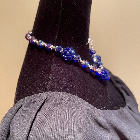 Y2k sapphire crystal beaded necklace set - Picture 4 of 5